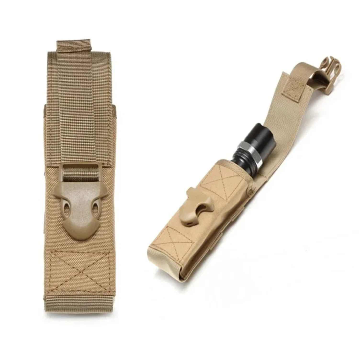 Tactical Molle Flashlight Pouch - Hands-Free Illumination Holster for Outdoor Activities - Waist Clip Holder for EDC - Reliable 