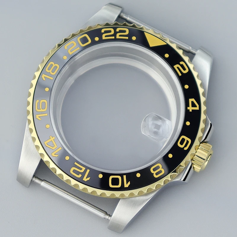 

40mm Sapphire Glass Watch Steel Case Silver Gold Part For Seiko Nh35 Nh36 GMT Nh34 Eta2824 Miyota8215 watch nh35 case 28.5mmDial