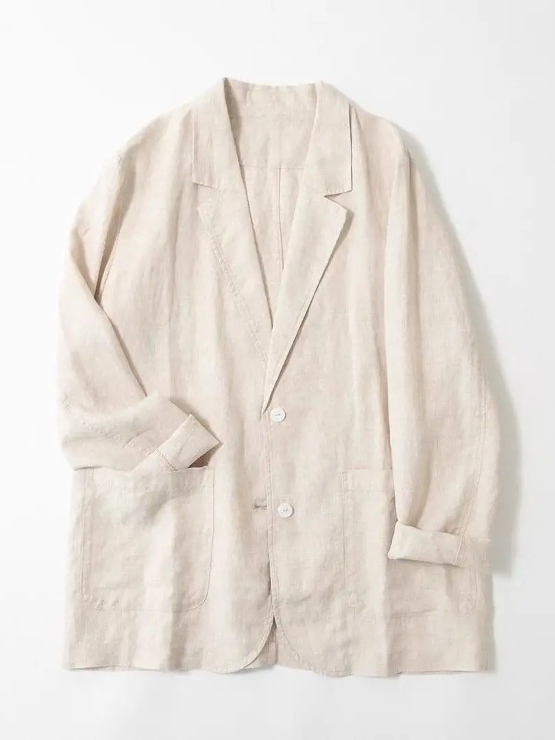 Retro Cotton Linen Suit Jacket Women's Autumn Commute Versatile Loose Slimming Casual Linen Small Western Style Top