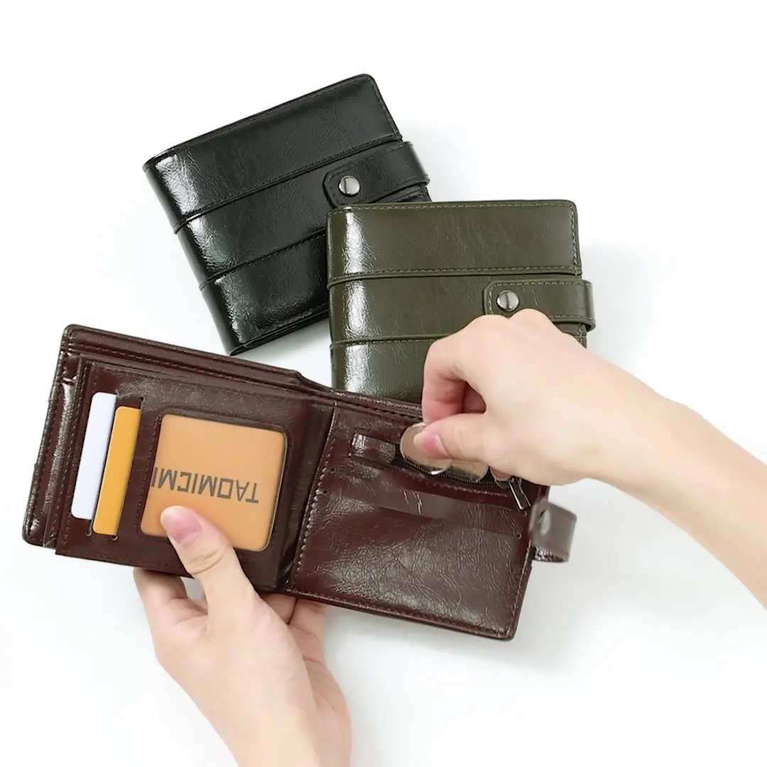 Men's Short Bifold Wallet PVC Retro European And American Style Multi-Card Slot Coin Purse High-End Sensation Money Clip