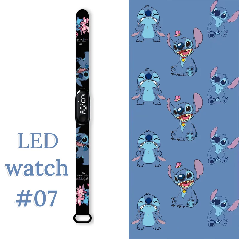 Jam Tangan Fesyen Disney Stitch Anak-anak Jam Tangan Gelang Olahraga Anak Perempuan Jam Tangan LED Anak Tahan Air Jam Digital Sentuh