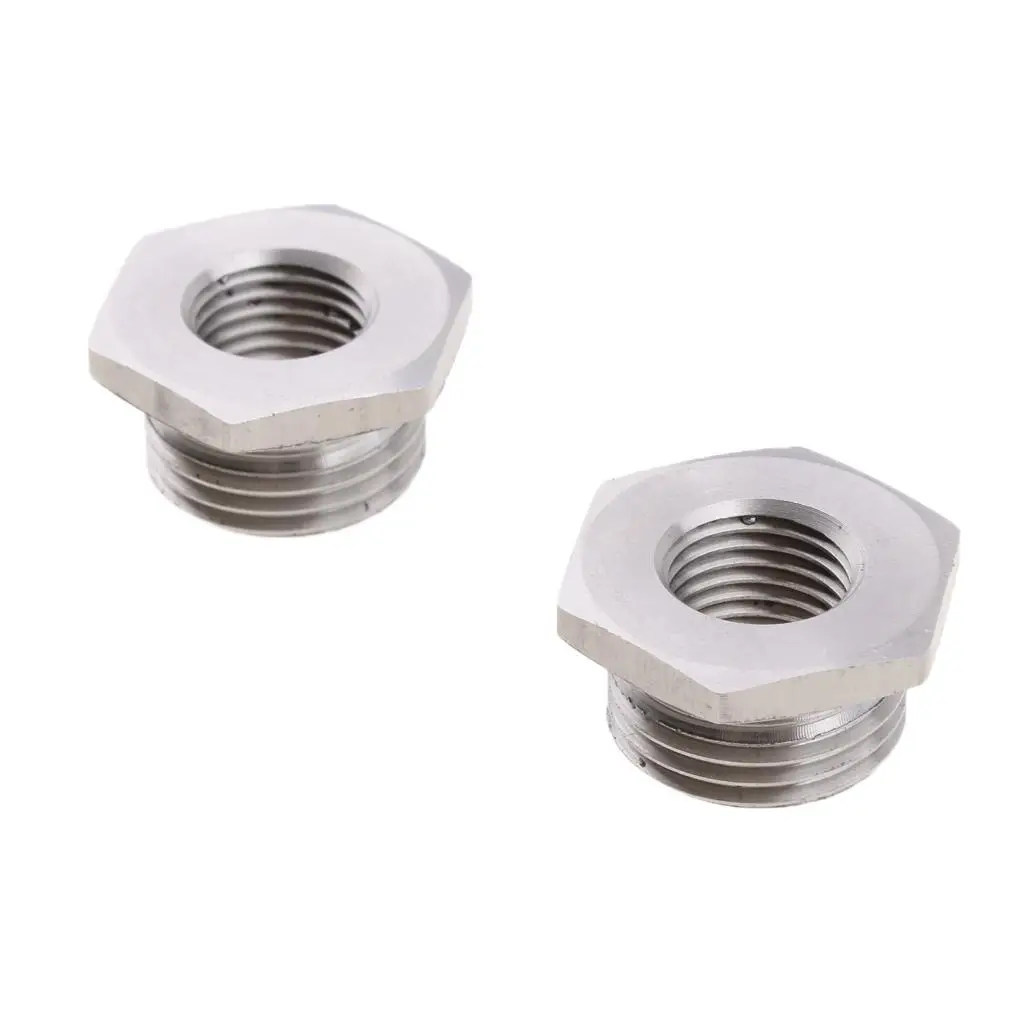 2 Pieces Stainless Reduce O2 Sensor Port Bungs Plug Adapters 18mm To 12mm for