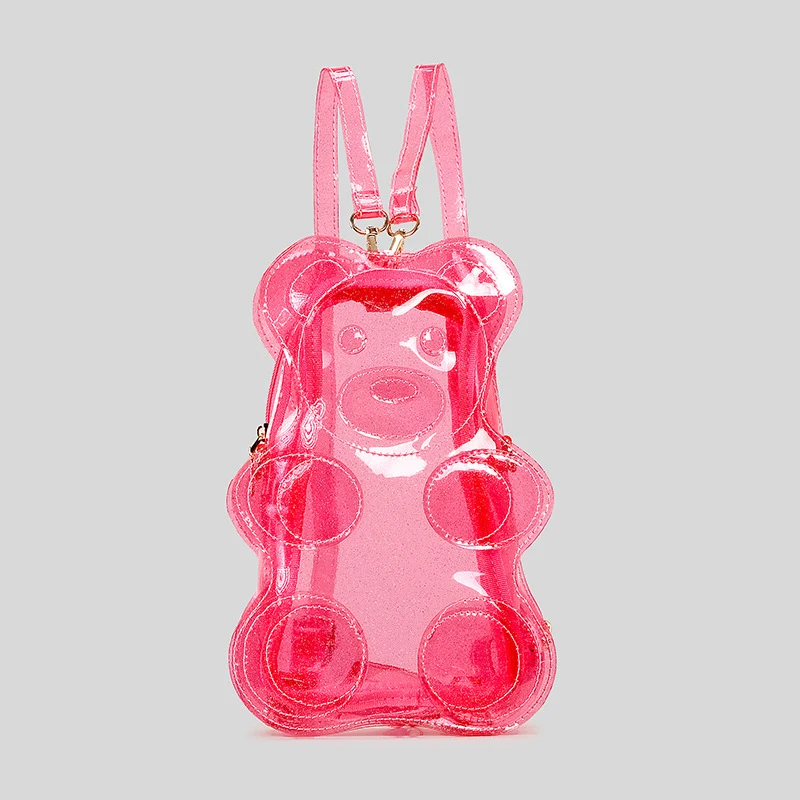 

Cute Clear Pvc Backpacks for Girls Cartoon Little Bear Pattern Backpack for Women Kawaii Transparent Summer Beach Bag 2025