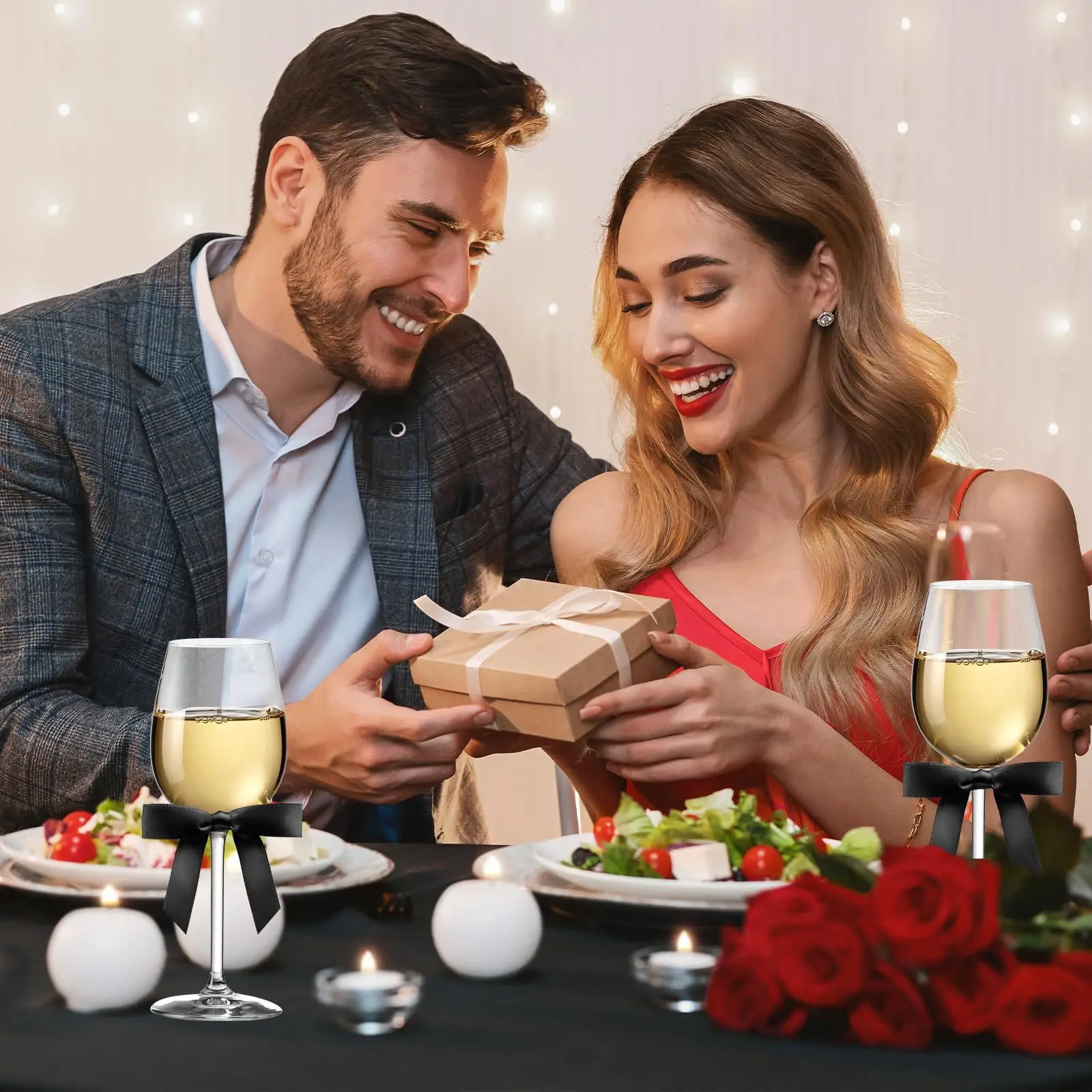 

30pcs Bow Wine Decorations Elegant Design Party Drink Identifiers Family Gathering Romantic Dinner Accessories Wine Glass Bow