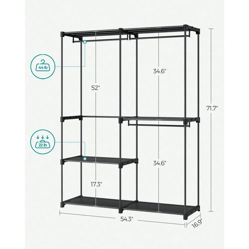 

Portable Closet, Freestanding Closet Organizer, Clothes Rack With Shelves, Hanging Rods, Storage Organizer, For Cloakroom, Bedr