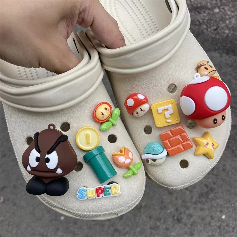 Super Mario Bros Croc Charms Anime Shoe Buckle Cartoon Sandals Charms Decorations Buckle Sandals Pins Cute DIY Accessories Gifts