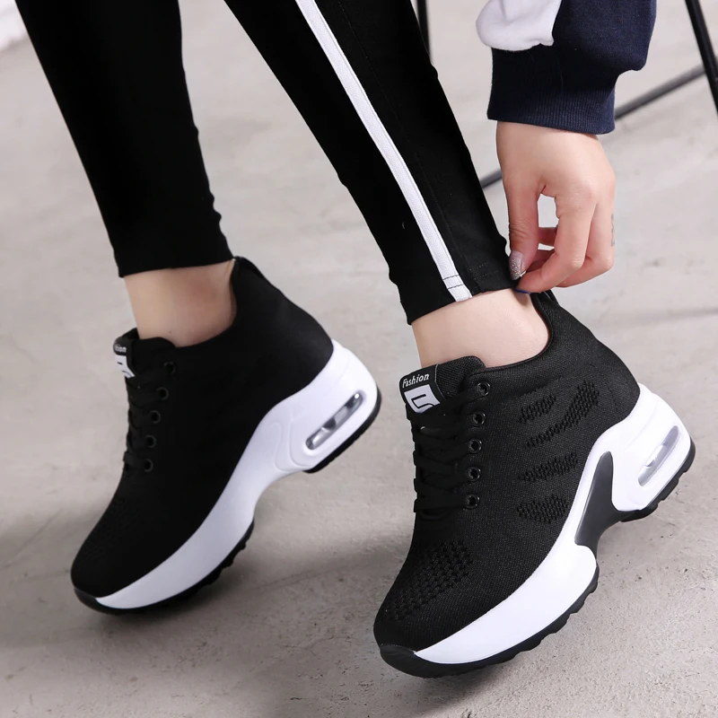 

Summer Women's Sneakers Thick Soled Running Anti Slip Breathable Vulcanized Shoes Height Increasing Casual Mesh Shoes