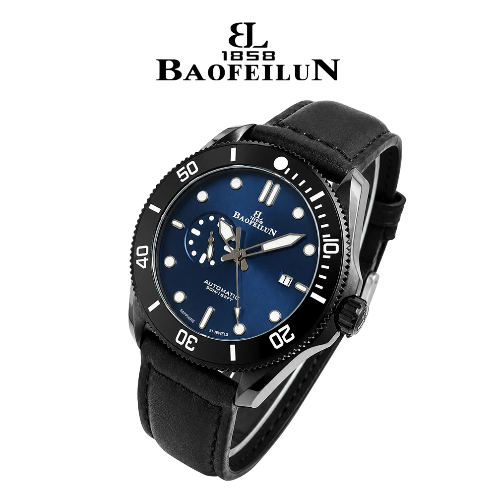 BAOFEILUN Men's Automatic Mechanical Watch Miyota 8215 Movement Sapphire Crystal Date Display Resistant Business Wristwatch