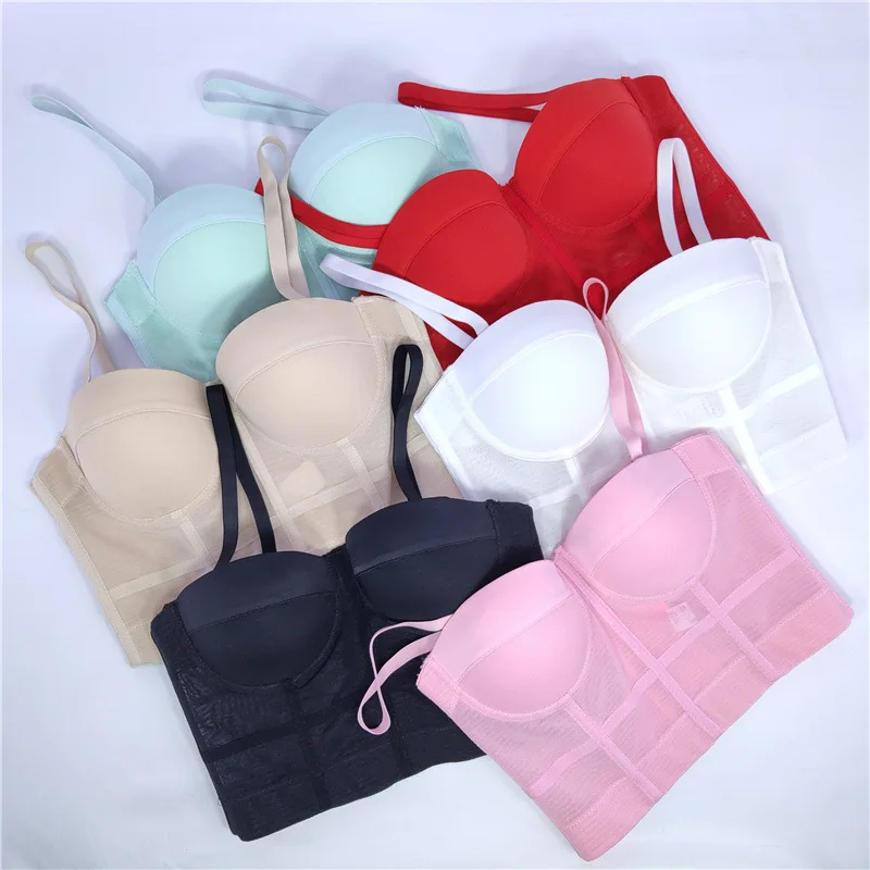 

Sports bra elastic mesh breathable underwear with underwire Internet celebrity Kaka Mei back halter tank girl