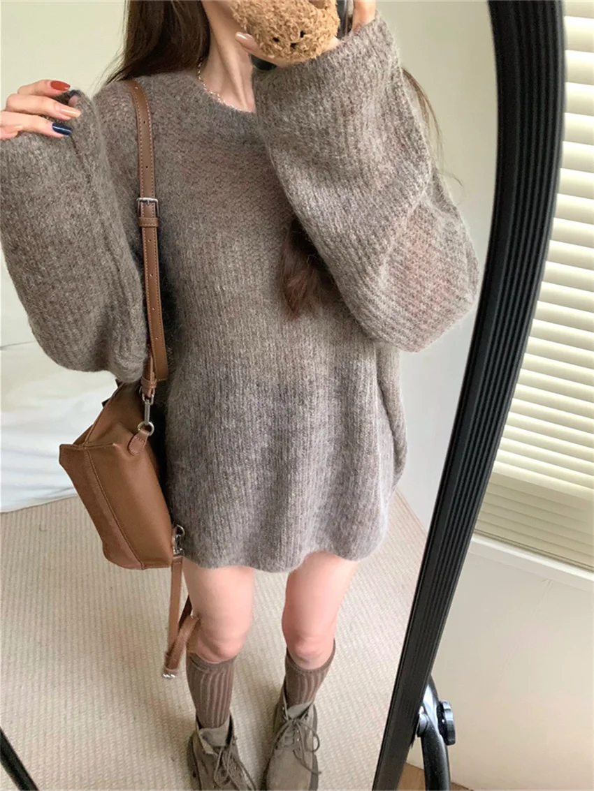 

PLAMTEE Pullovers Camping Sweaters Women Lazy Style Soft Chic Loose Winter 2024 Daily New Elegant Warm Casual Minimalist