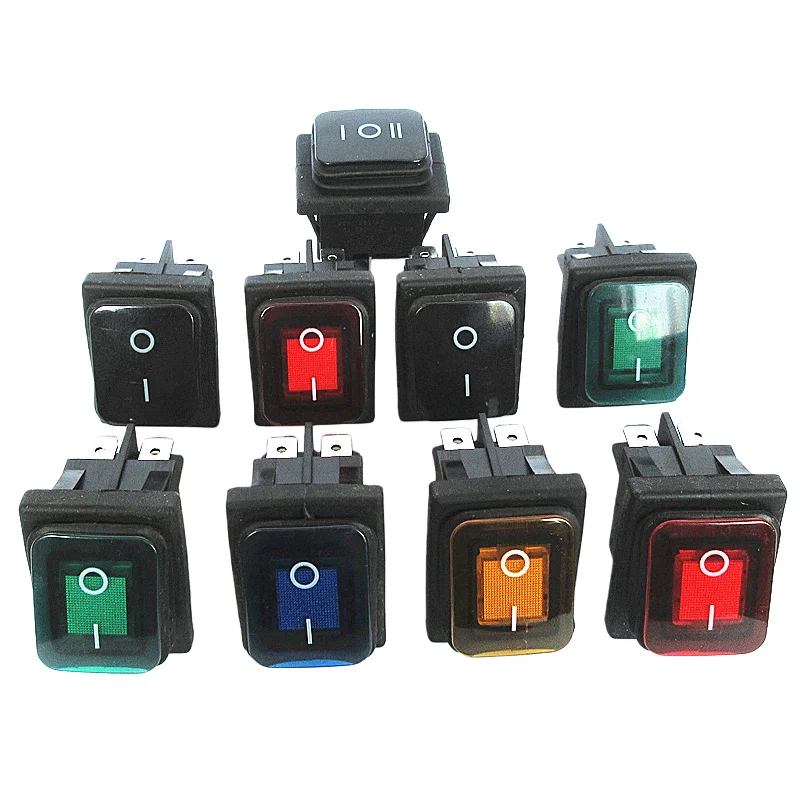 Waterproof  rocker switch, 2/3 position 4/6 pin rocker switch with light, large silver contact copper pin kcd4Waterproof version