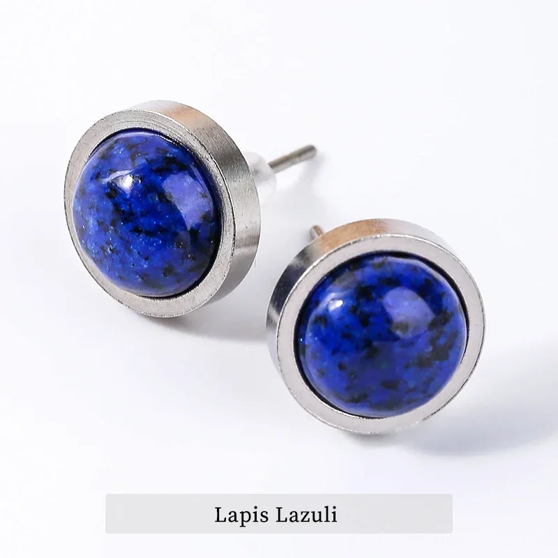 Handmade Lovely 8mm Natural Stone Stud Earrings Stainless Steel Earrings Tiger Eyes Agate Women Jewelry OL style