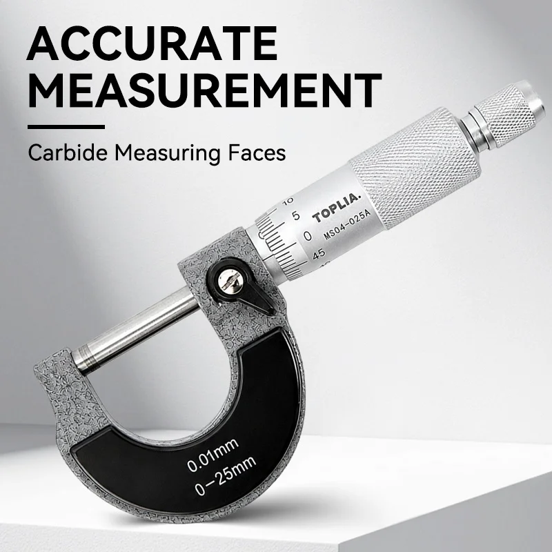 Mechanical Outside Micrometer 0-75mm, 0.01mm Precision Manual Outside Diameter Micrometer Ratchet Stop Locking  Measuring Tool