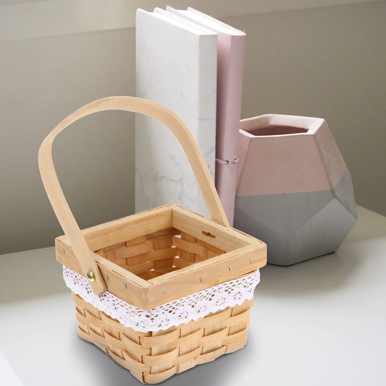 

Handwoven Wood For Flowers Food Storage Valentine'S Day Gift Eco-Friendly Storage Creative Flower Festival Plant