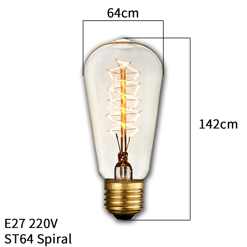 4 teile/los Retro Edison Glühbirne E27 220 V 40 W ST64 G80 G95 T10 T45 T185 A19 A60 Filament Licht vintage Ampulle Edison Lampe