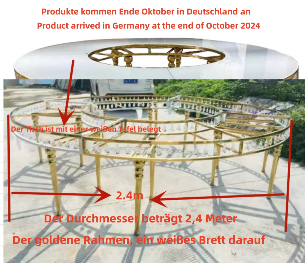 price this is for 5 pieces 2.4cm diameter round dining table set for wedding and event