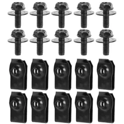 10/20PCS Automotive U-Nut Clip Fasteners Metal Bolt Screws M6 Underhood Splash Guard Mudguard Fixing Screws Auto Fastener