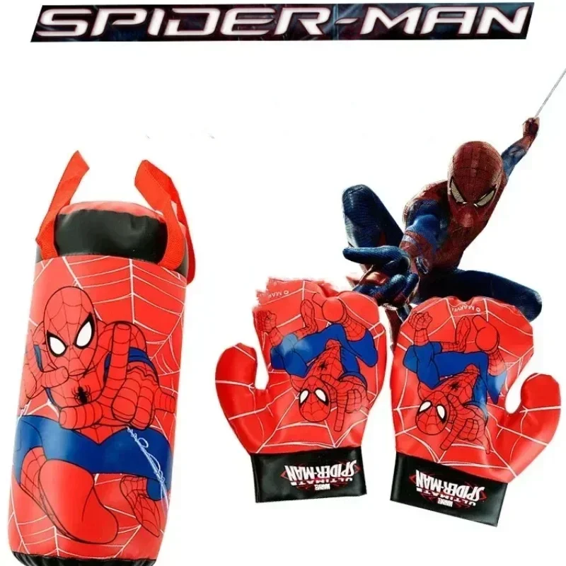 Regalo di Natale Spider Man Giocattolo Mini Set da boxe Guanto + Borsa di sabbia Anime Cartoon Sport Prop Forniture per allenamento fisico Regali giocattolo carino