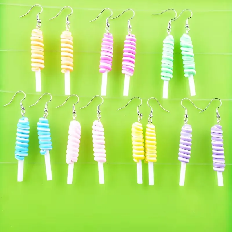 Diy Fashion Decorative Resin 3D Color Lollipop Earrings Women's Fun Mini Simulation Multi -Color Dessert, Shop Gives Customers T