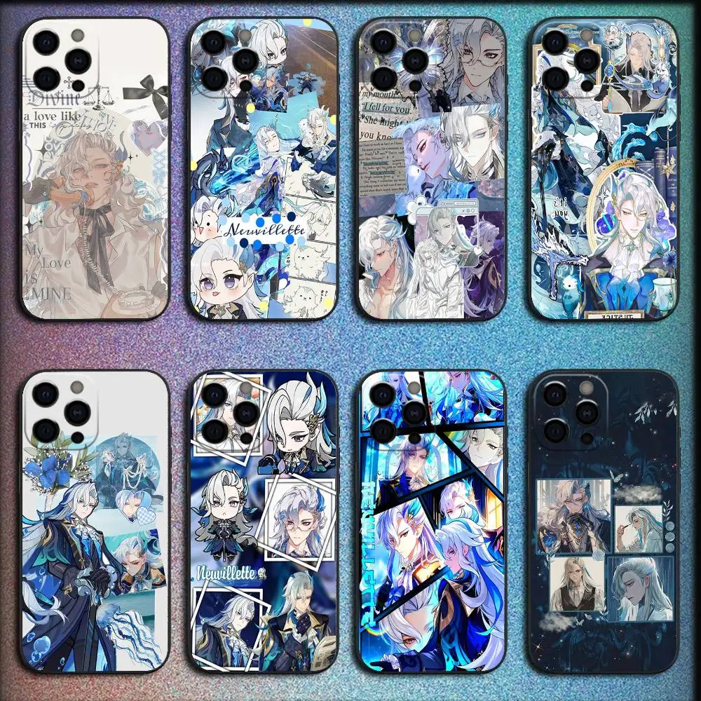 

G-Genshin Impact Neuvillette Phone Case For iPhone 16,15,14,13,12,11,Pro,XS,Max,XR,Plus,E,Mini Shockproof Black Cover