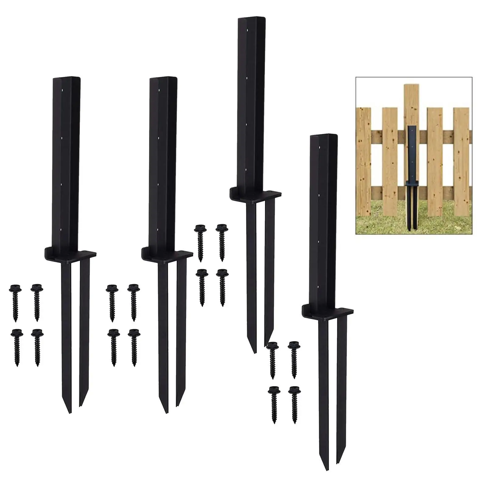 

4x Fence Post Anchor Ground Spike Repair Leaning Thickened Fence Post Anchor