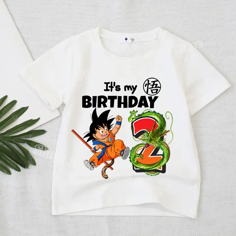 Camiseta de Dragon Ball para niños, ropa con números, moda de Goku, figura de Anime, ropa estampada, Tops transpirables de verano para niños, regalo de cumpleaños