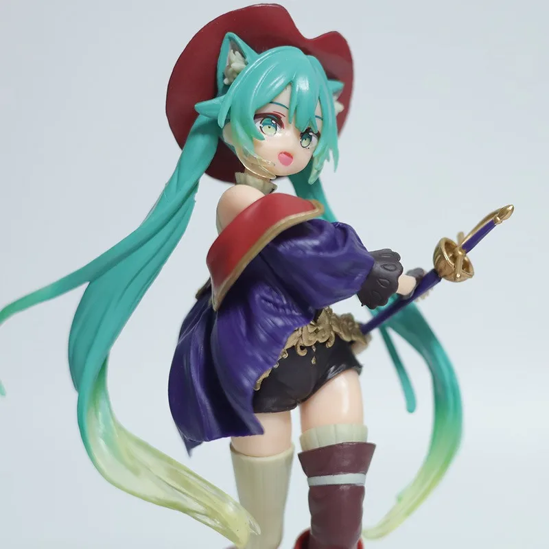 

22.5cm Anime Hatsune Miku Figure Fairy Tale Wonderland Hatsune Miku Puss in Boots Kawaii Action Figures Adult Model Toy Gifts