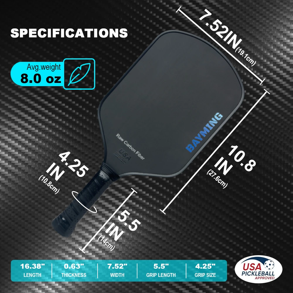 Thermoformed T700 Raw Carbon Fiber Pickleball Paddle Spin Textured Surface With Foam Edge USAPA Compliant Pickleball Racket