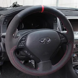 For Infiniti QX50 G25 G35 G37 EX25 EX35 EX37 2008-2013 Hand-Stitched Non-Slip Genuine Leather suede Car Steering Wheel Cover
