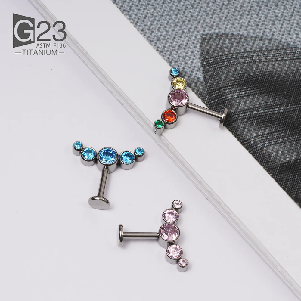 G23 Titanium Implant Grade Opal Earrings Tragus Conch Cartilage Perforated Lip 16G Labret Internal Thread Piercing Jewelry