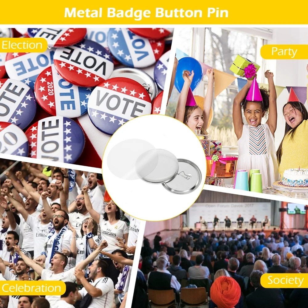 100/200 قطعة لتقوم بها بنفسك زر جزء لوازم 25 مللي متر-75 مللي متر لآلة صانع الأزرار شارة دبوس معدنية مستديرة (الحديد العلوي والسفلي وفيلم بلاستيكي)