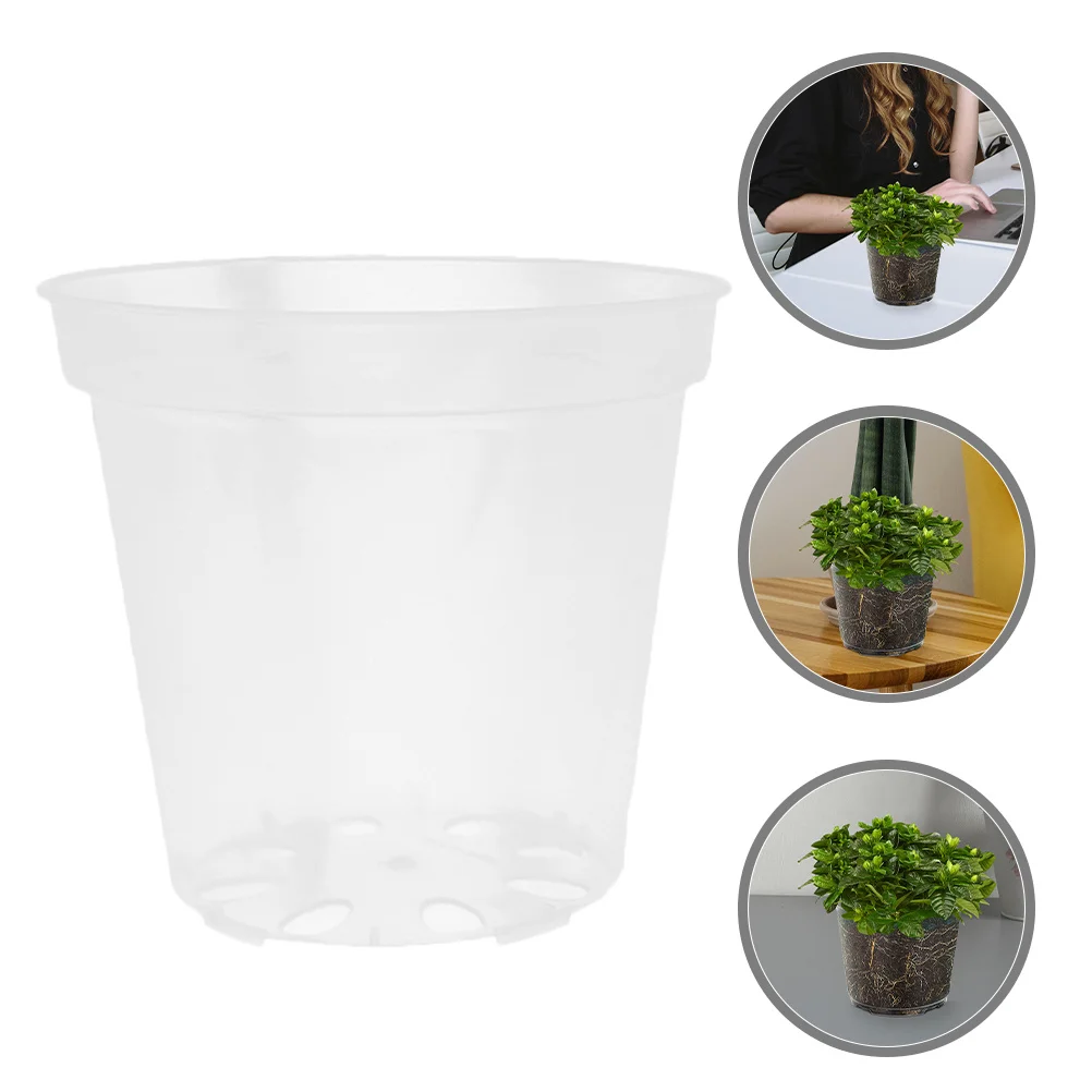 

6Pcs Transparent Flower Pot Set Clear Orchid Pots with Holes Sturdy Plastic Planters Promote Healthy Root Inspection Easy
