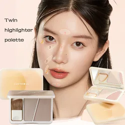 New Judydoll Double Highlighter Matte Pink Brightens Face Dimension Profile Naturally Contours With Brush Portable Cosmetics Hot