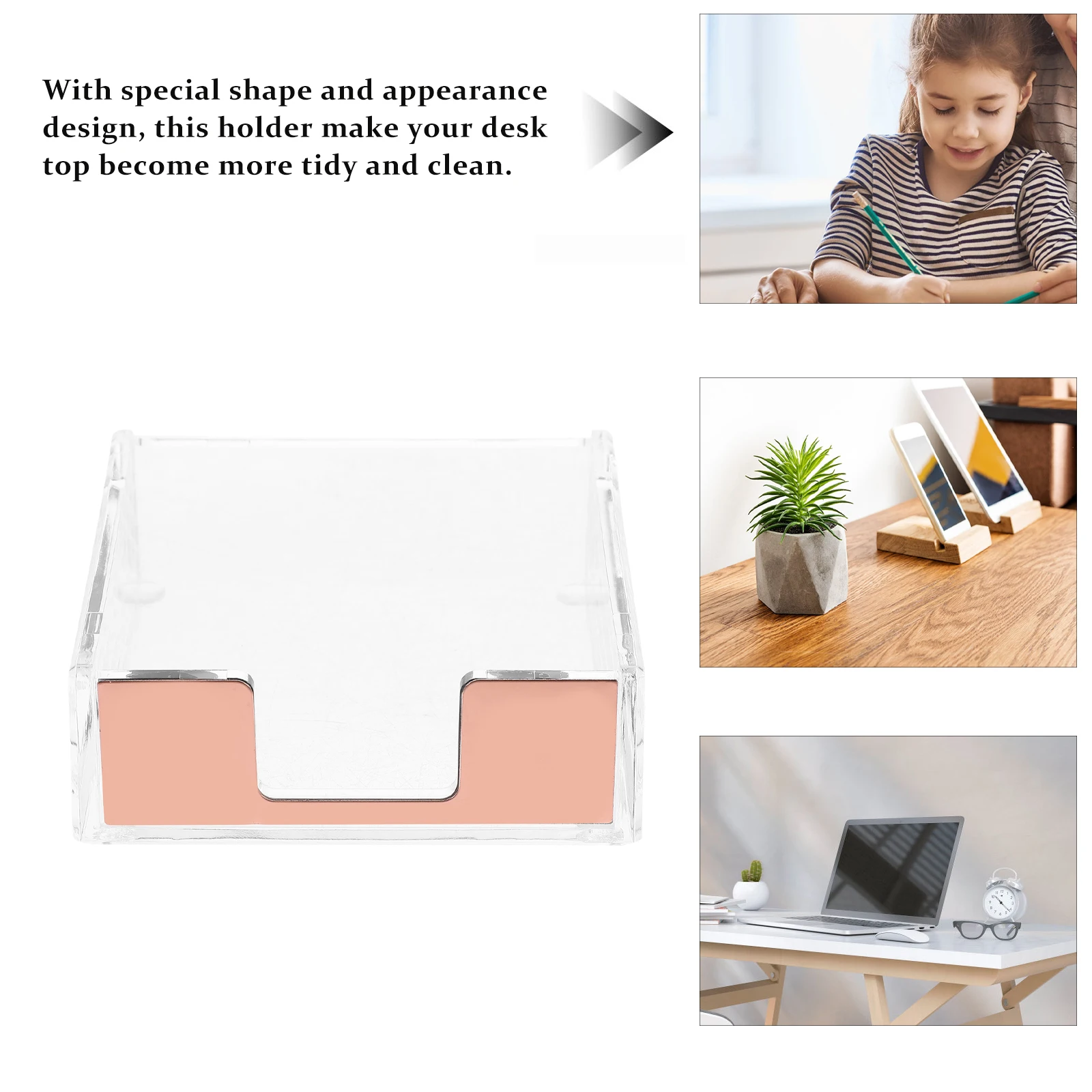 

Memo Note Transparent Dispenser Desktop Storage Organizer Office Supplies Acrylic Notepad Holder Paper Clip Holder For Desk