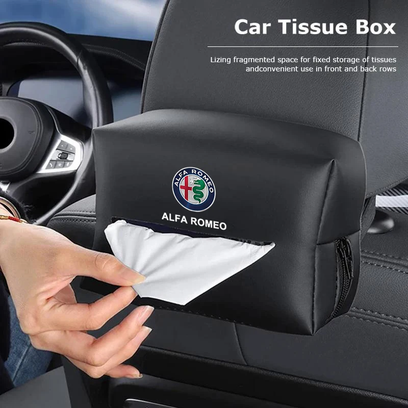 

Car Leather Tissue Bag Tissue Storage Wrap For Alfa Romeo Giulietta Mito 159 Giulia Stelvio 156 147 Tonale Brera Disco Volante