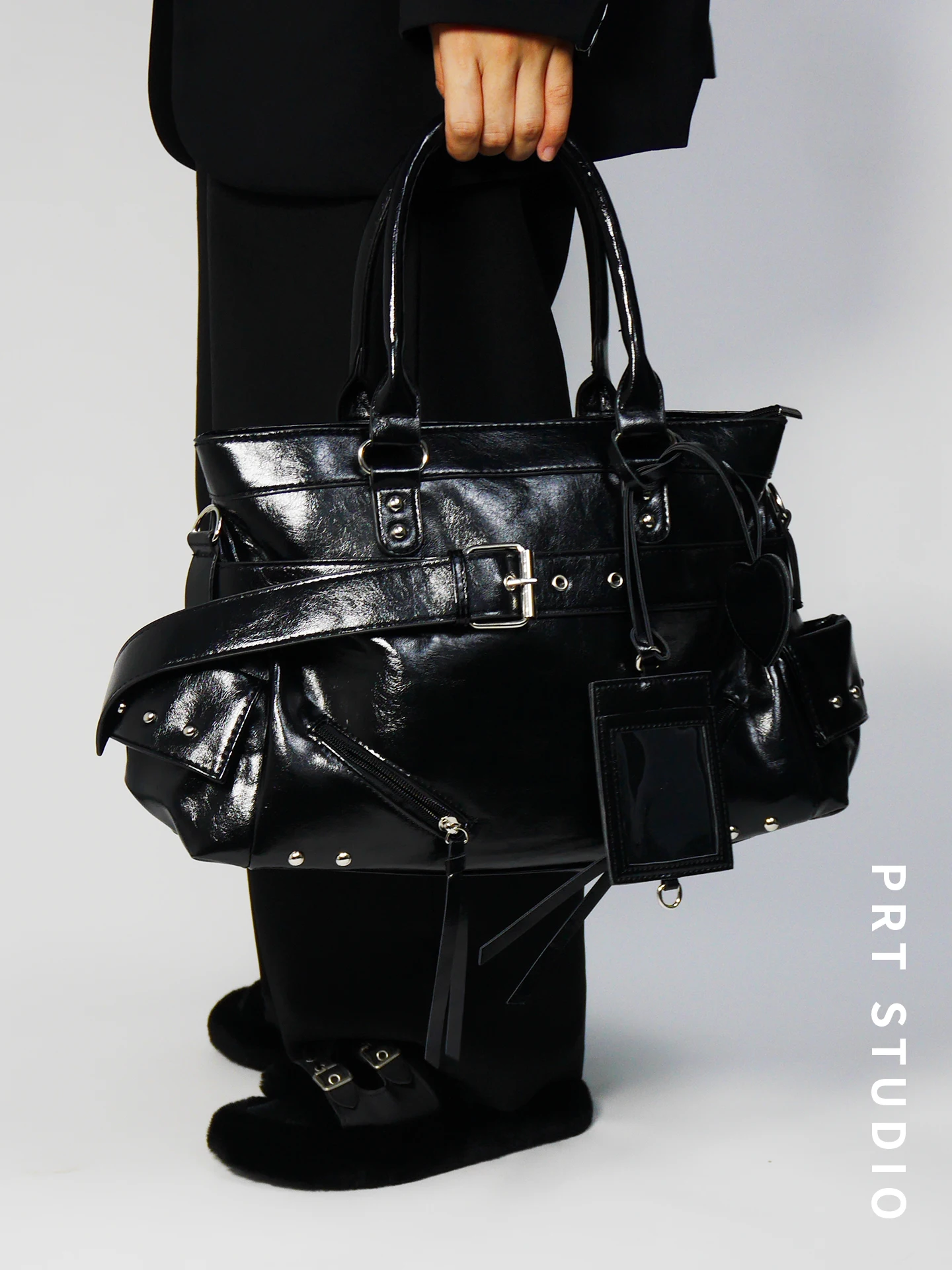 PRT Midnight Knight Retro Spicy Girl Oil Wax Leather Motorcycle Bag 2026 New Single Shoulder Slant Cross Tote Bag Women's Bag