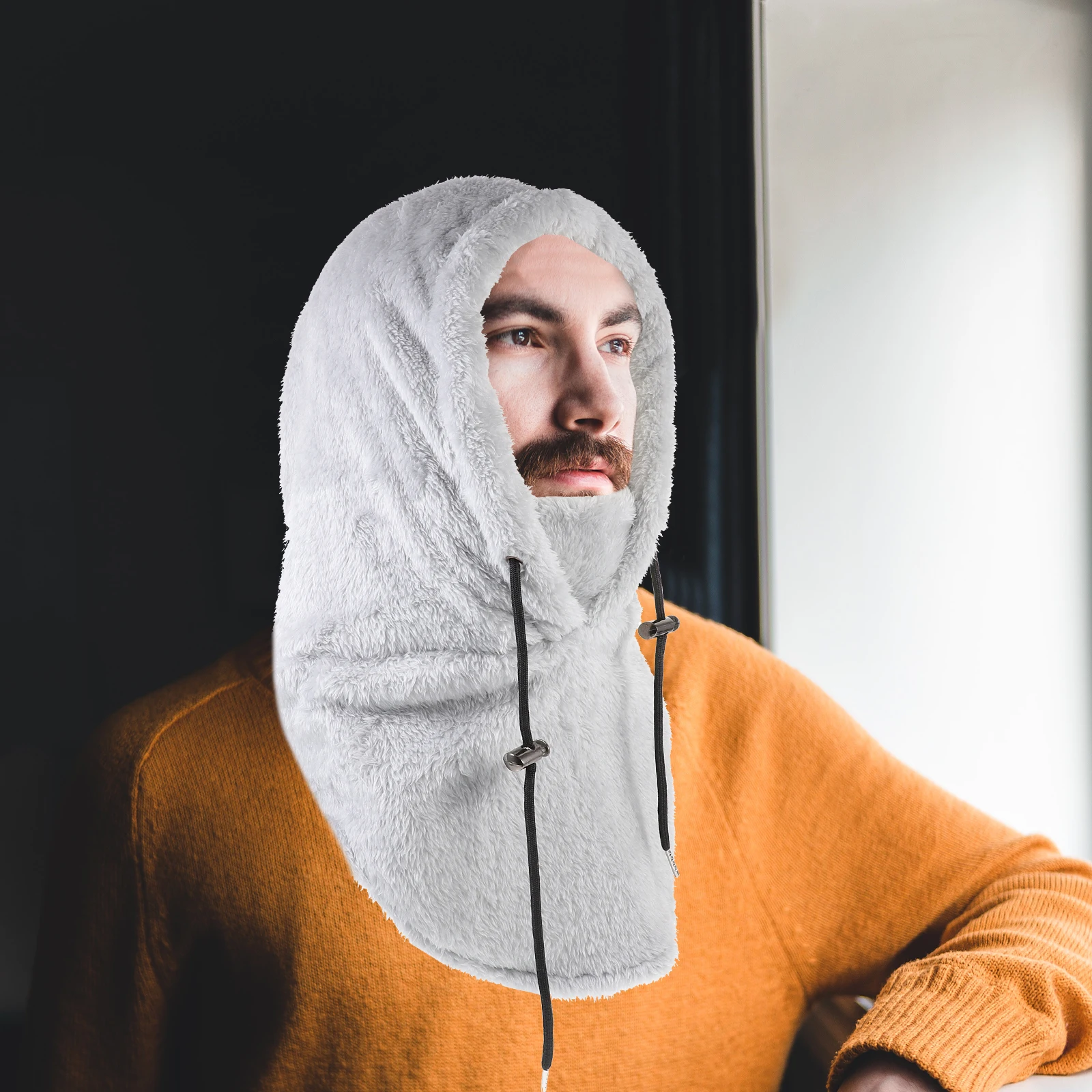 

Winter Cycling Black Windproof Warm Hood Neck Cover Anti Cold Velvet Practical Outdoor Headwear Anti Cold Facial Hood Facemask