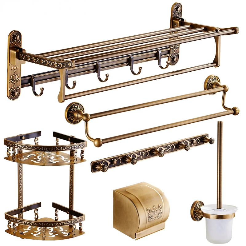 Bathtowel rack Aluminum imitation towel rack Toilet shelf Wall hung bathroom hardware pendant set