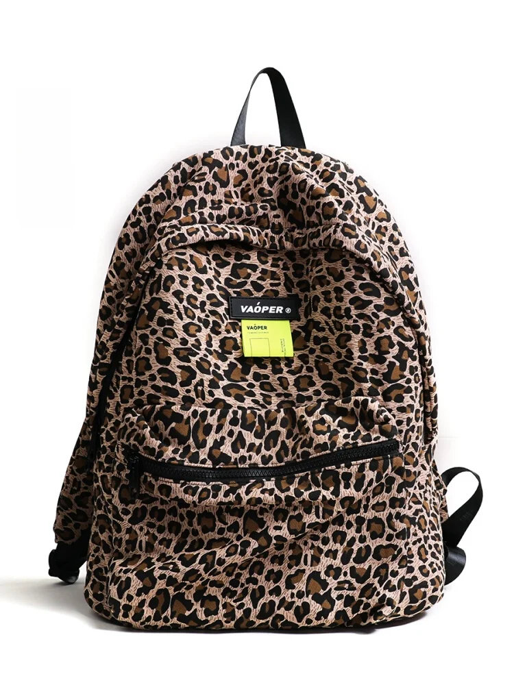 VAOPER Original Leopard Print Large Capacity Women's Backpack Fashionable Shoulder Bag for College Students Daily Use