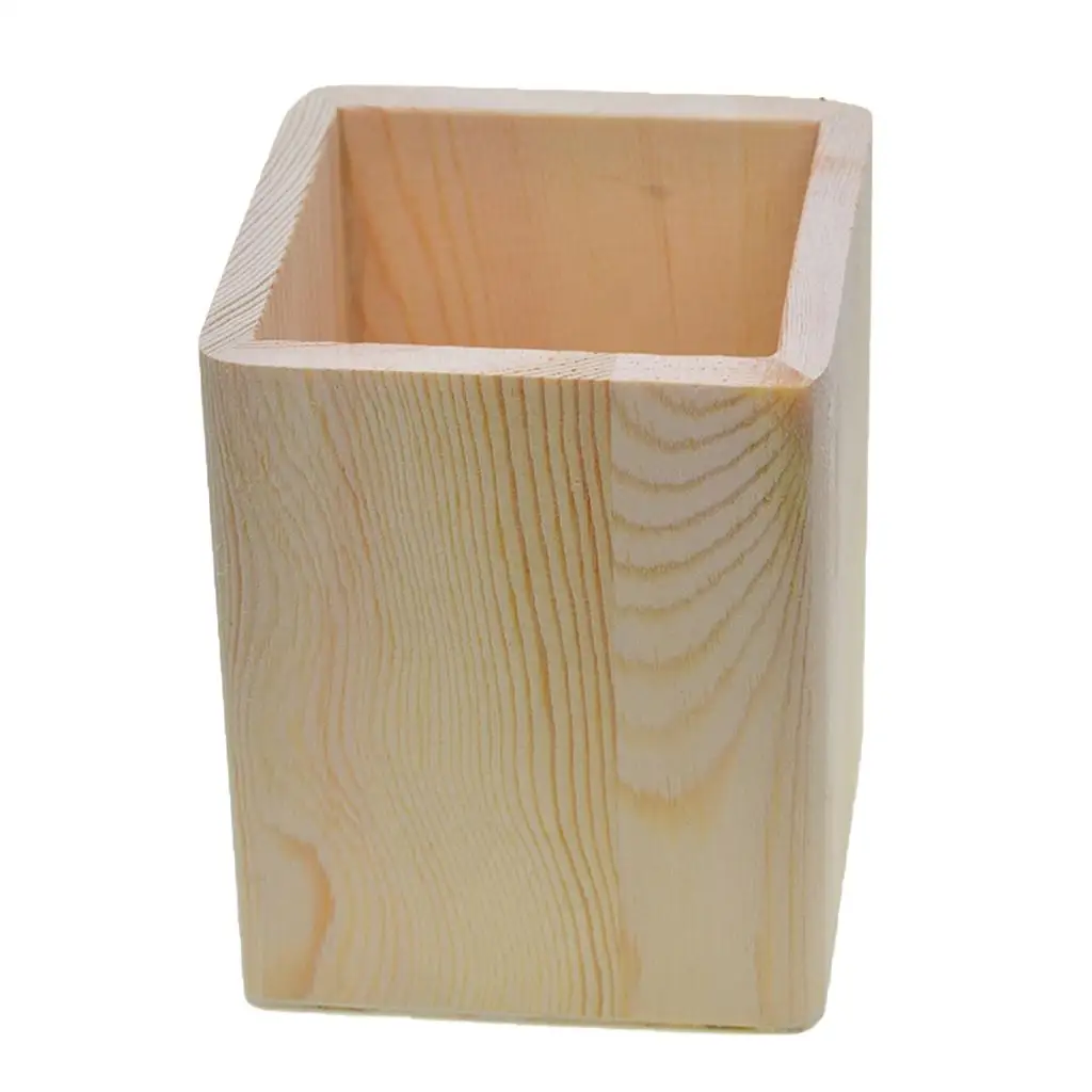 Wooden Desk Organizer Pencil Cup Pen Holder Box DIY Coloring Case Clay Tool