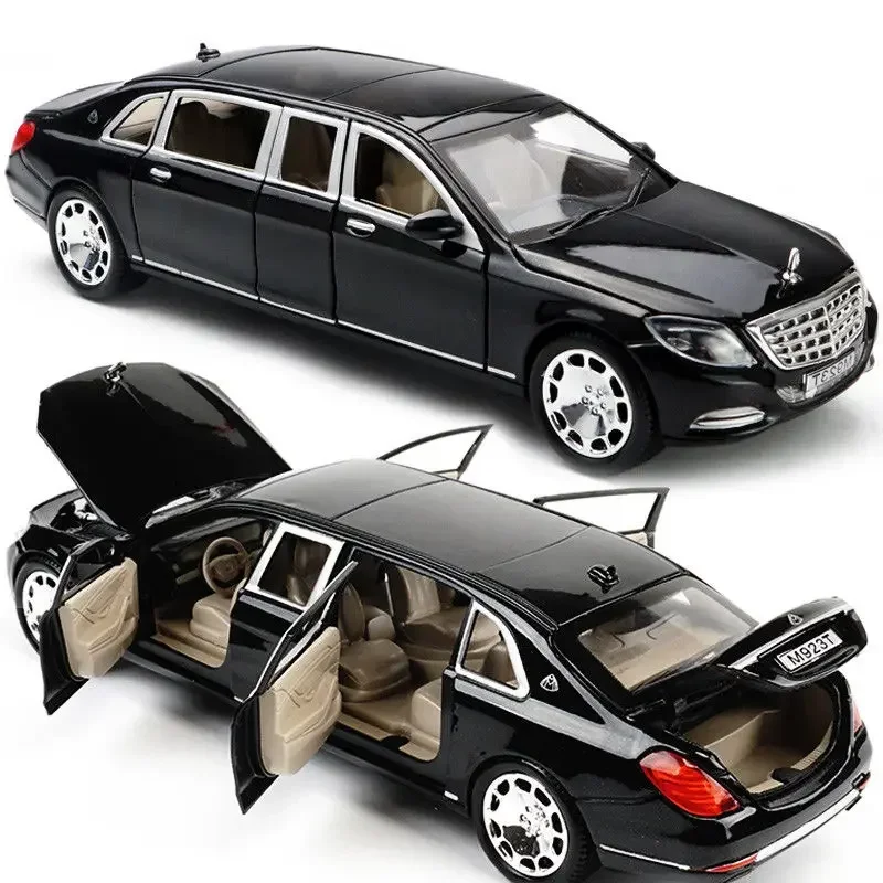 1:24 Mercedes-Benz Maybach S600 Pull Back Simulation Sound Light Diecast Model CAR Toys Collection Kids Gifts A102