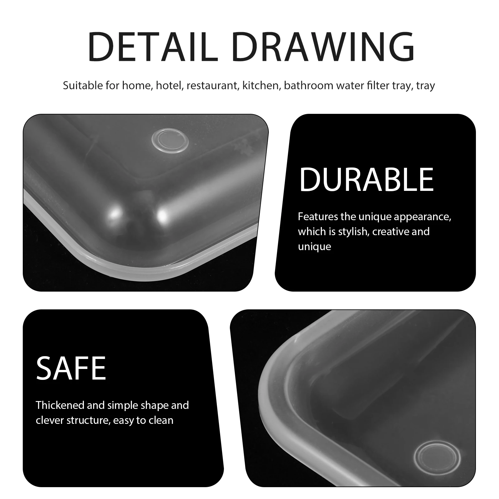 

4Pcs Tableware Tray Transparent Plastic Water-Containing Plate for Kitchen Faucet Drip Catcher Cutlery Storage Bowl Organizing