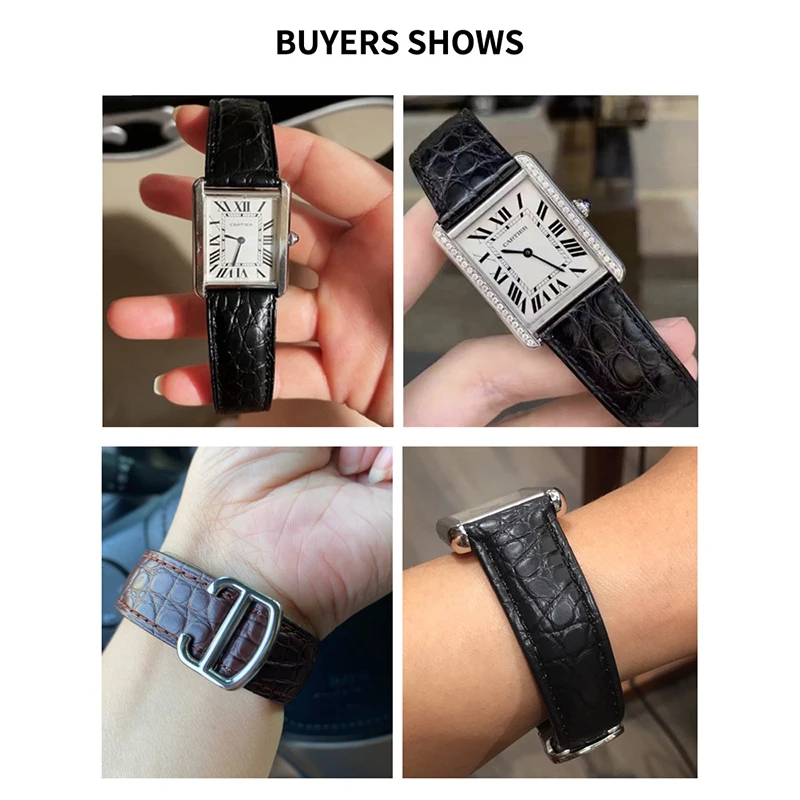 A Variety of Style Available Crocodile Watch Strap Black Brown for Cartier Tank Solo Genuine Leather Watchband 17 20 22 24 25mm