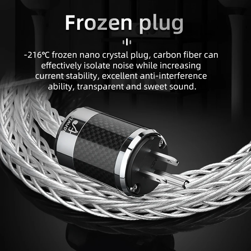 ATAUDIO HiFi Power Cable High-end OCC Silver Plated with Carbon Fiber Standard EU US UK Plug Power Cord for Amplifier CD Decoder