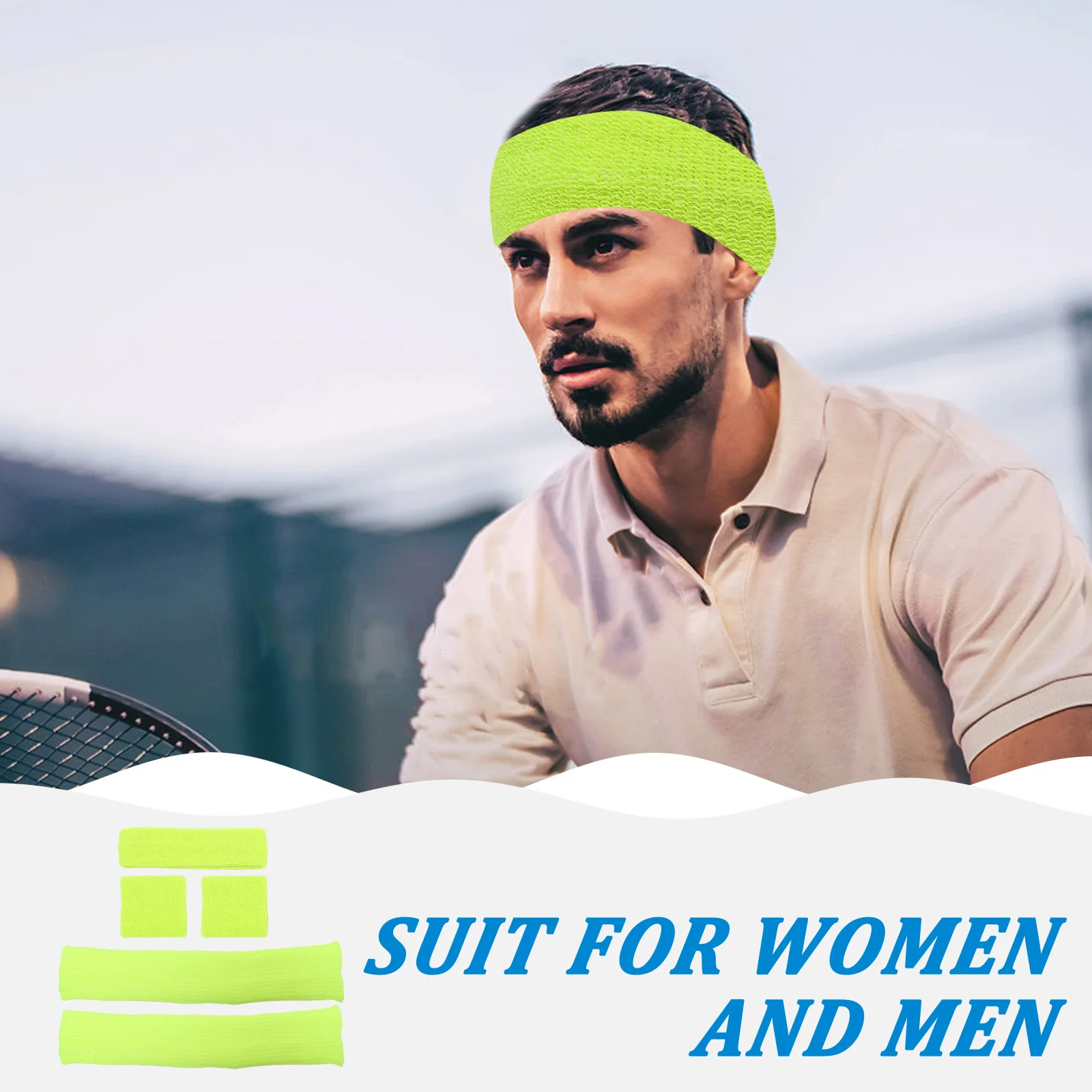 

1 set 1 Set Sweatband Wristband Leg Sleeve For Sports Yoga Running Gym Workout Men Women Elastic Moisture Absorbent 80S Style