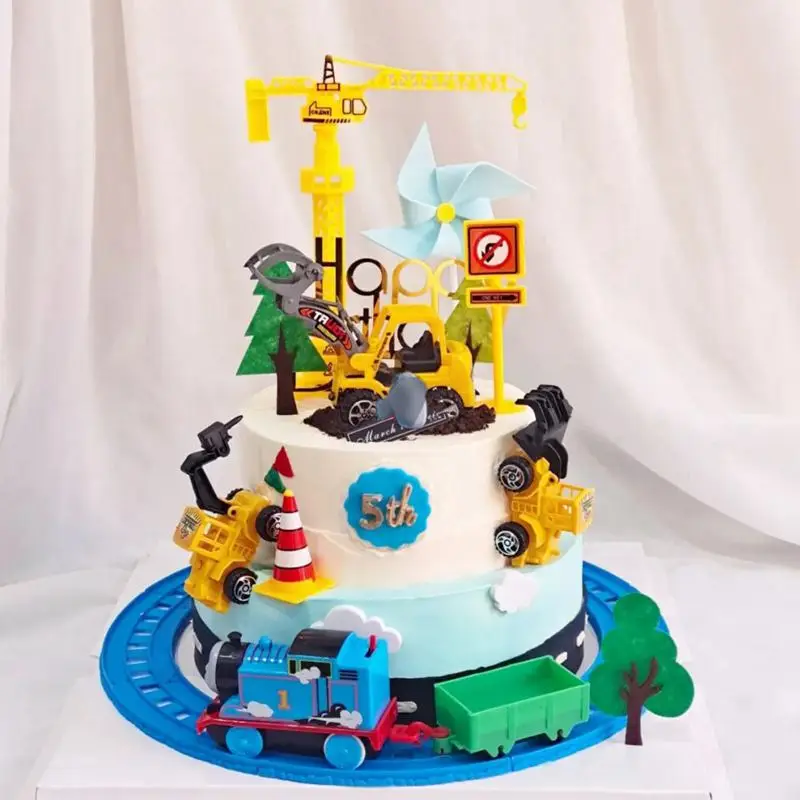 Spur Eisenbahn Zug Kuchen Topper Geburtstag Party Dekor Kinder Baby Dusche Junge Kuchen Dekor 1. Geburtstag Junge Weihnachten Party Kuchen Dekor – Detail 3
