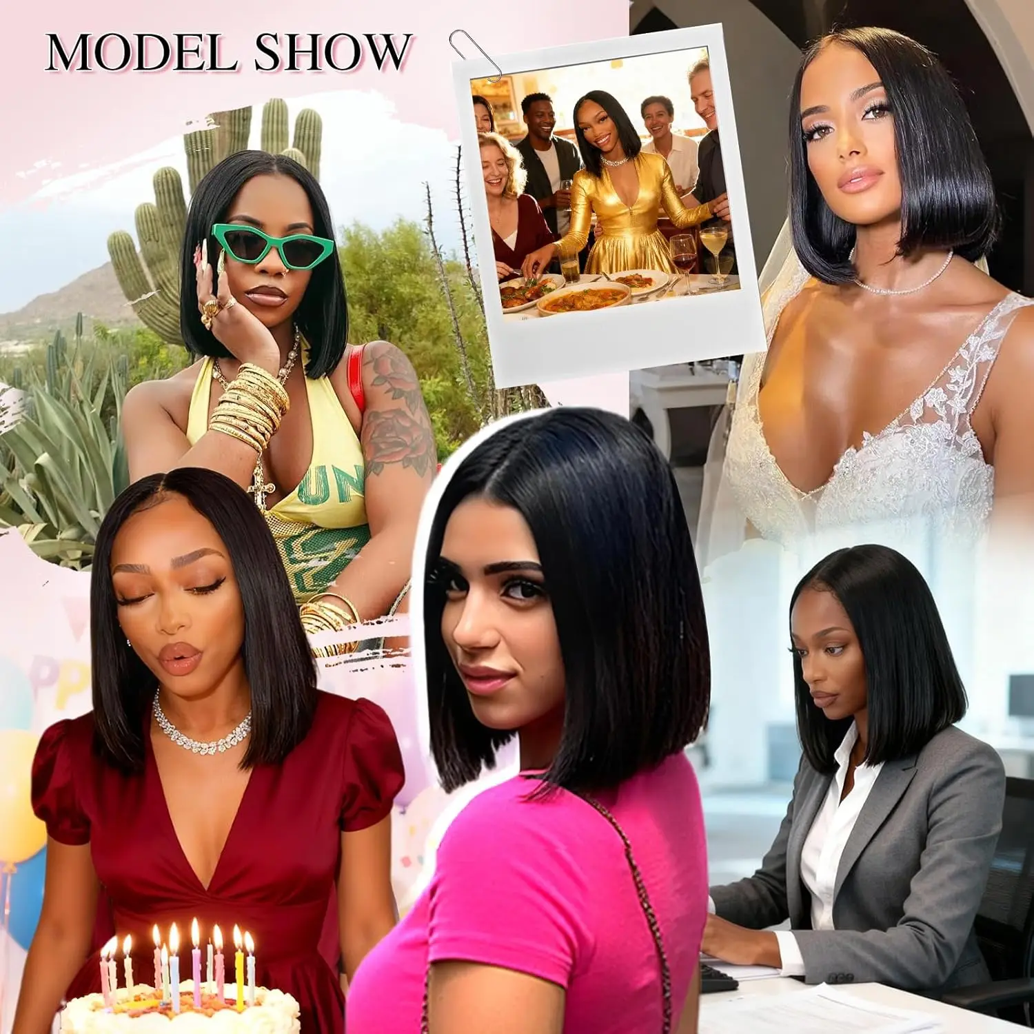 Smilegirl 5x5 HD Lace Short Bob Wig Human Hair Wear And Go Glueless Wigs Straight Closure Wig Human Hair Wigs Pre Plucked For Black Women - view 7