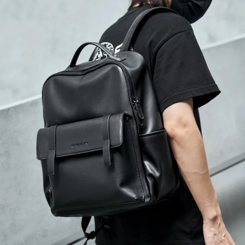 

Fashion Travel Backpack Men High Quality Casual PVC Leather Waterproof Backpack Multifunction Large Capacity Business School Bag