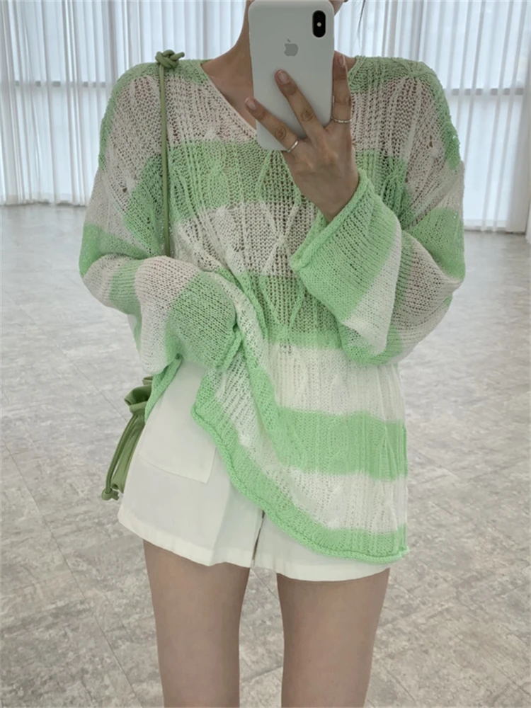 Sweater Women Spring Pullover Girls Sweater Oversize Knitted Summer Tops Vintage Long Sleeve Fall Female Outerwear Knitting Thin