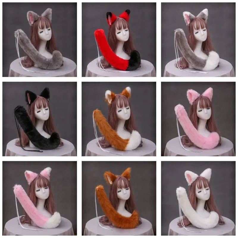 Kawaii Pelúcia Fox Cauda para Meninas, Lolita Cosplay Traje, JK Masquerade Acessórios, Papel de Festa de Halloween, Cauda Adereços, Novo